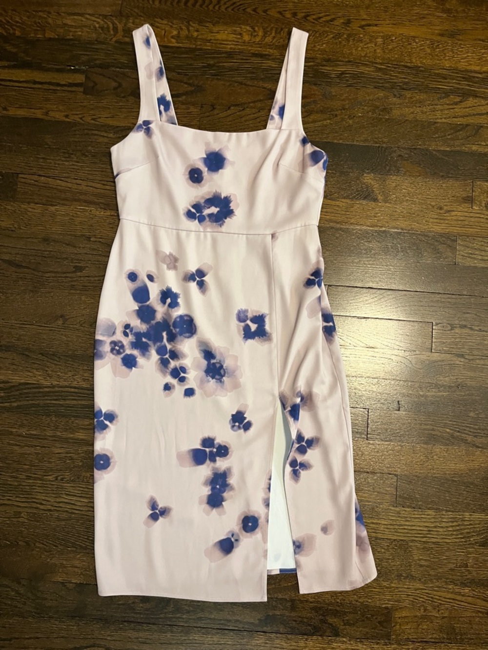 Babaton Pink Midi Dress with Blue Floral Print